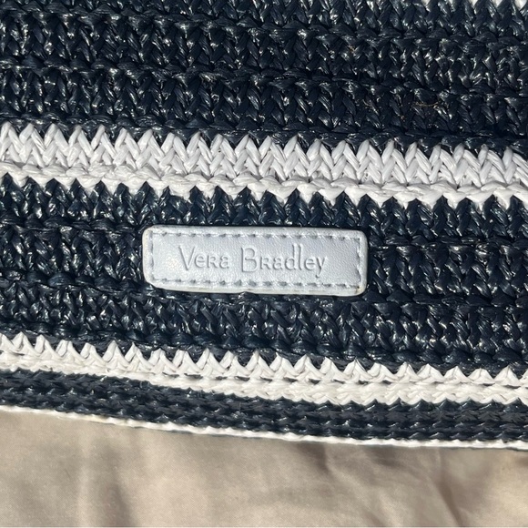 #44 VERA BRADLEY bundle Anchors Aweigh Straw Beach Tote Bag & wallet - Picture 4 of 15